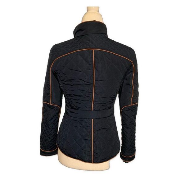 H&M Womens Dark Blue Brown Quilted Long Sleeve Jacket 4 Small - Picture 3 of 6